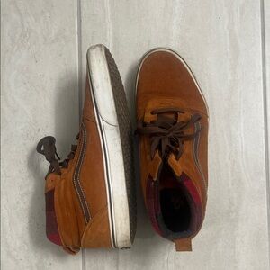 Vans Men's Tan and Red High-Top Sneakers